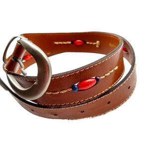 Vintage Brown belts with Suspended Wooden beads size Medium 8 10